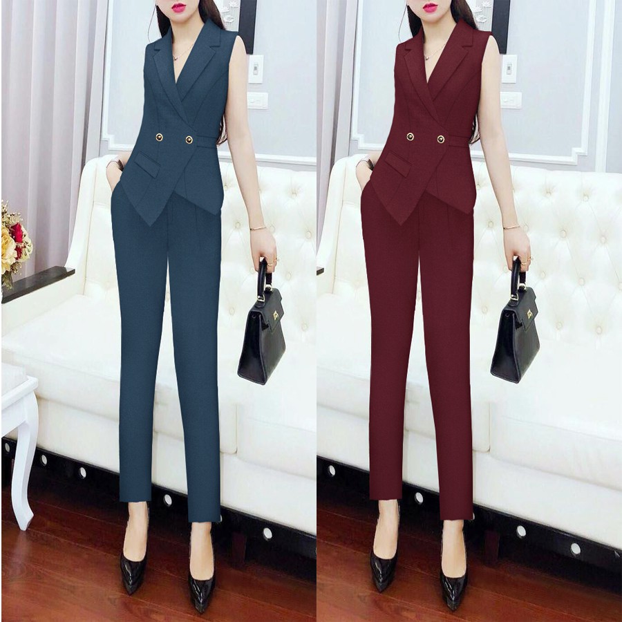 Set nguyên bộ quần tây áo cổ vest túi giả MÃ 980