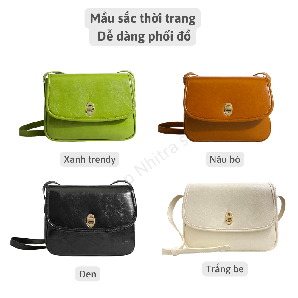 Túi xách nữ đeo chéo, túi đeo chéo mầu xanh Trendy size 25 nhiều mầu