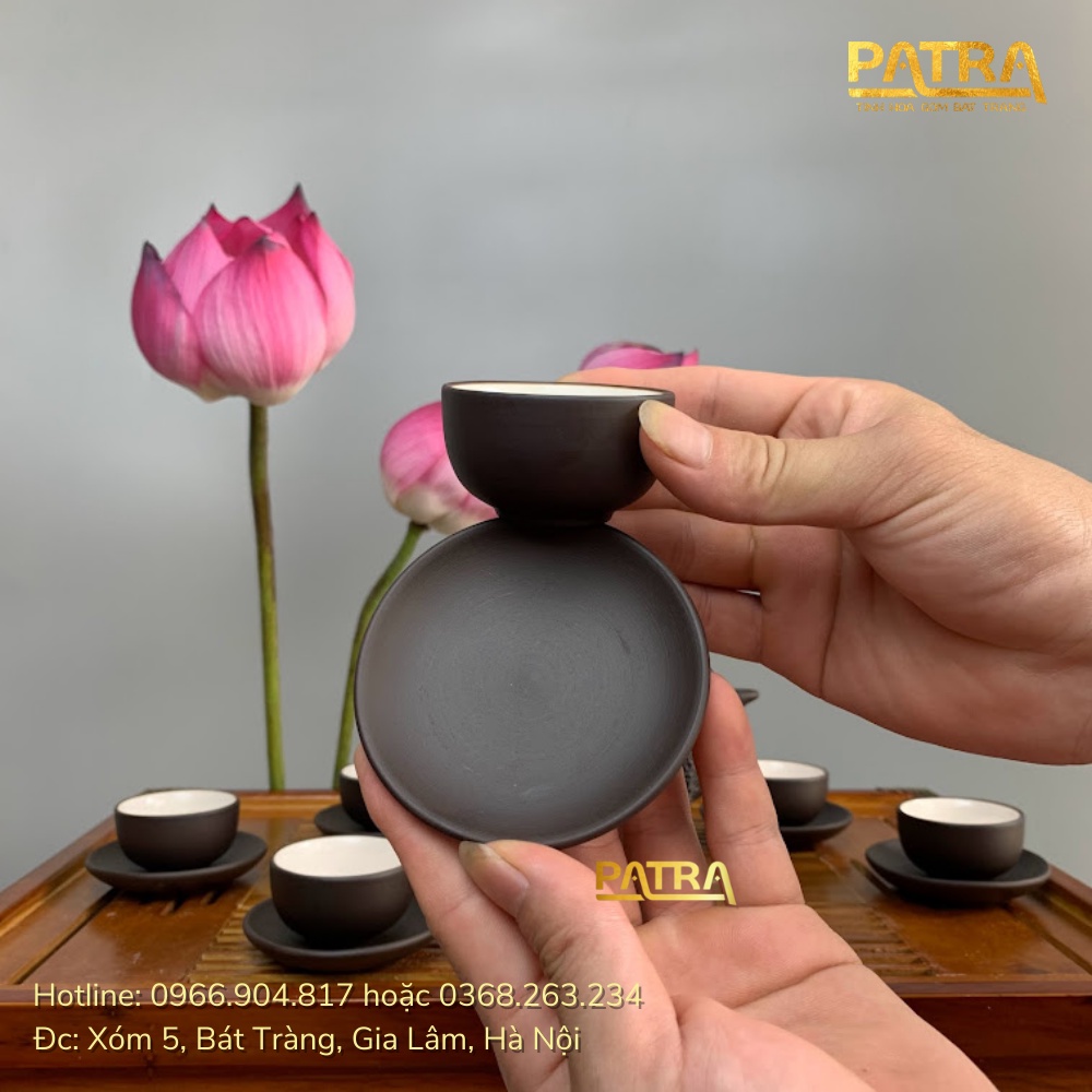 Bộ ấm chén uống trà cao cấp , bộ ấm trà Bát Tràng - trường sa hoa mai đắp nổi