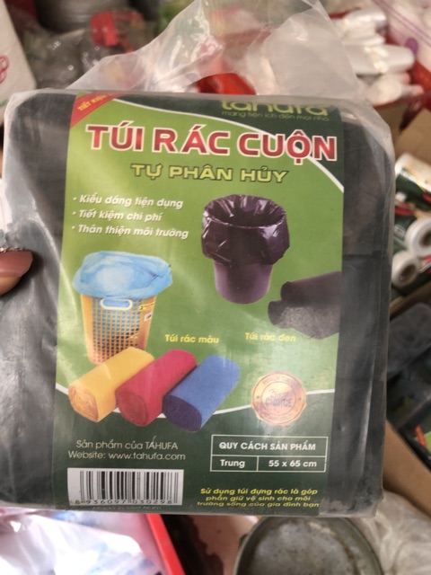 Túi rác cuộn tự phân huỷ TAHUFA (túi 3cuộn/1kg) tiện dụng thân thiên với môi trường