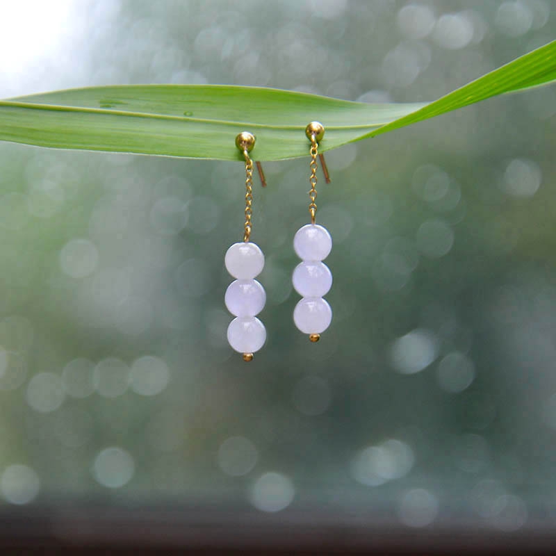 Bông Tai Mạ Bạc 925 Xỏ Hạt Tròn Màu Trắng Tự Nhiên Không Gây Dị Ứng