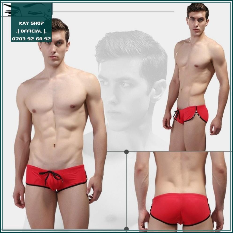 SALE Quần bơi nam có 3 nút bấm bên hông sexy dây rút - Bikini nam đi bơi đi biển tôn mông căng tròn quyến rũ | BigBuy360 - bigbuy360.vn