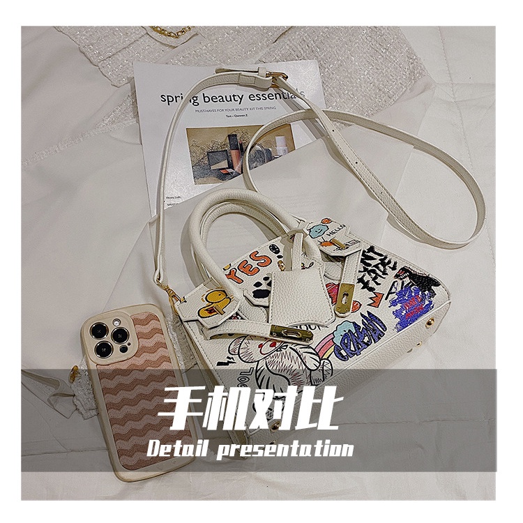 Túi Xách Đeo Vai Kelly Cỡ Nhỏ Họa Tiết Graffiti Độc Đáo Thời Trang Mùa Hè 2022 Cho Nữ