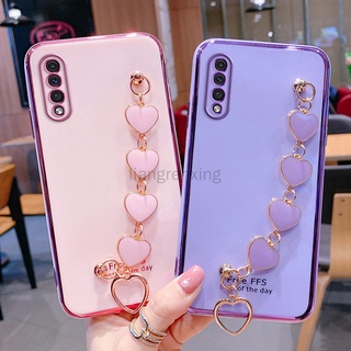Ốp lưng Samsung a50 a30s a50s Ốp điện thoại silicon mềm gắn dây đeo cổ tay hình trái tim cho Samsung a50 a30s a50s