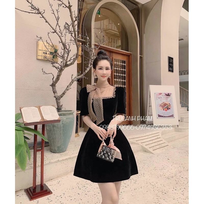 đầm nhung thiết kế phối bi VNS0121016 | BigBuy360 - bigbuy360.vn