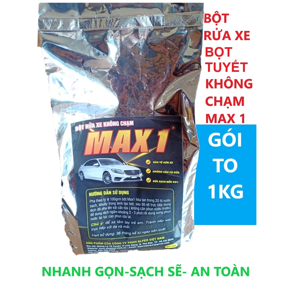 Combo 10 gói Bột rửa xe bọt tuyết không chạm MAX1 gói to 1KG/1Gói