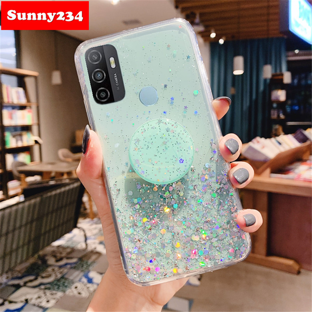 Ốp điện thoại kiểu dáng hợp thời trang + giá đỡ dạng nhẫn cho Oppo A74 A93 A54 A53 2020