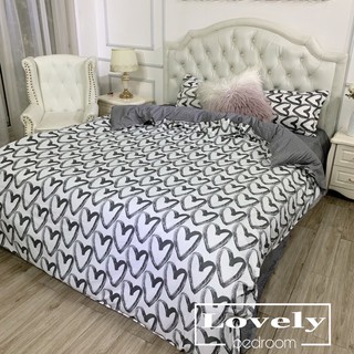 Set chăn ga 4 món- tim đen trắng