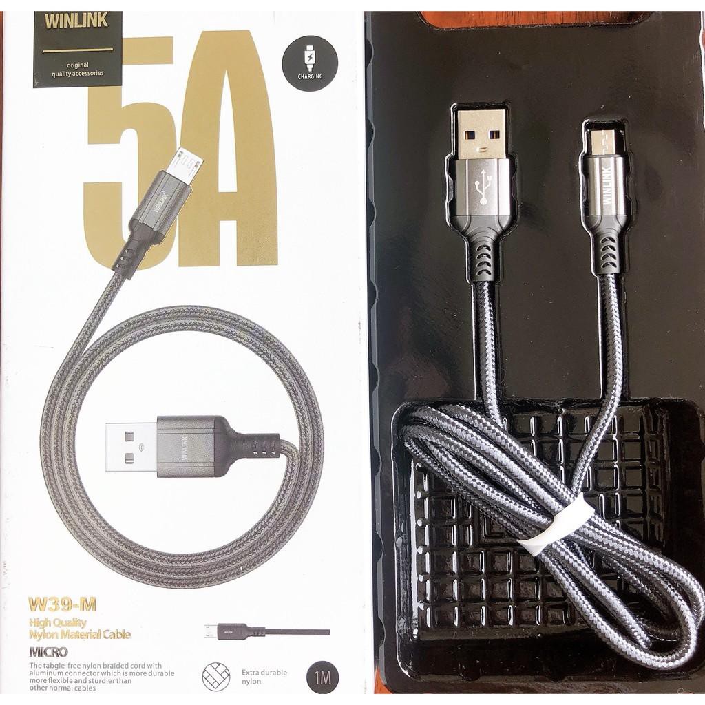 [Chính Hãng] Cáp sạc nhanh Androi 5A - Dây sạc điện thoại Micro USB Winlink W39-M dùng cho Samsung Xiaomi Huawei Vivo...