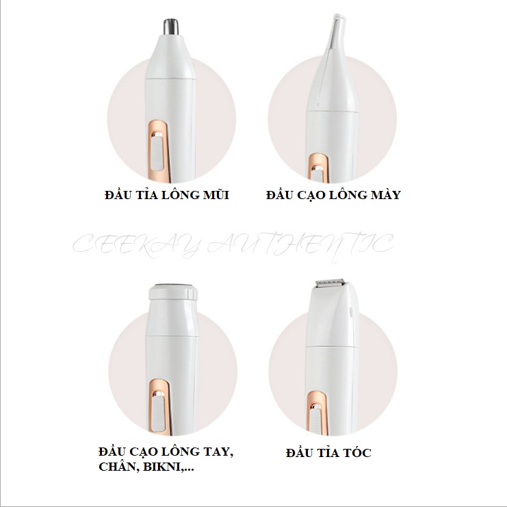 Máy tỉa lông râu đa năng CK- kiểu máy cạo lông 4in1 có thể cạo lông tay chân nách bikini tỉa mày hoặc tóc mái