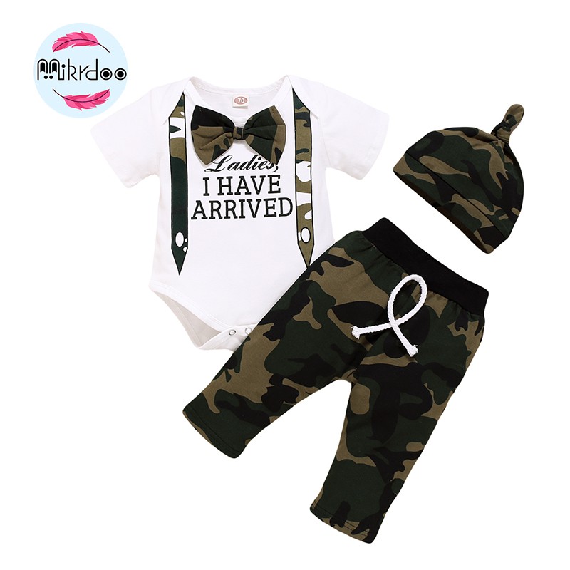 Bộ Trang Phục 3 Mảnh Gồm Áo Liền Quần Tay Cộc + Nón Họa Tiết Rằn Ri Thời Trang Mùa Hè Cho Bé Trai