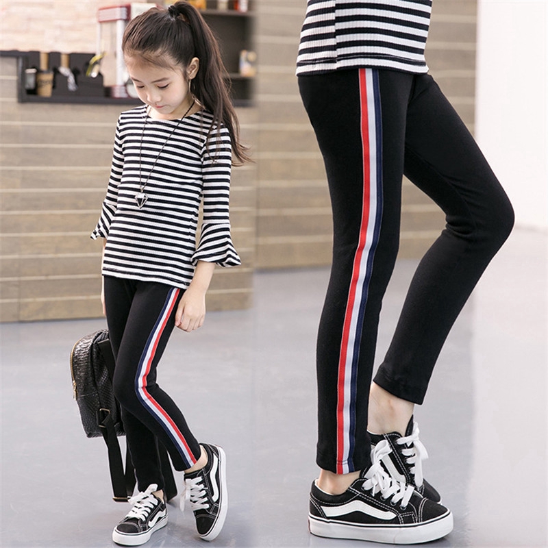 NNJXD Quần Legging Thể Thao Họa Tiết Sọc Ngang Dành Cho Bé Gái