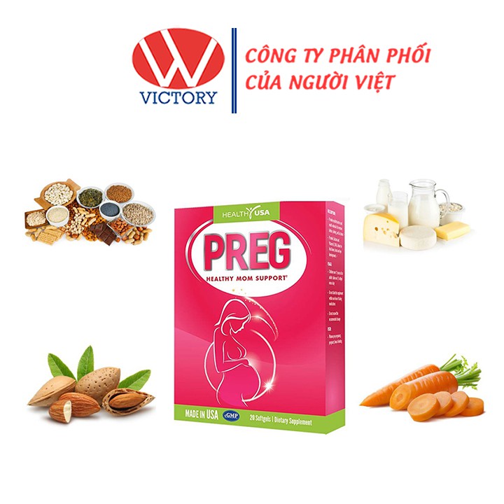 PREG (Hộp 20 viên) - Bổ sung DHA, EPA, vitamin khoáng chất cho phụ nữ trong và sau thai kỳ - Victory Pharmacy