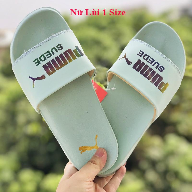Dép unisex puma phản quang ❤️FREESHIP + Hộp❤️  dép quai ngang hình con báo mlb nam nữ thể thao kèm tem tag mác, màu xanh