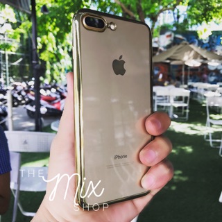 Ốp lưng dẻo trong suốt viền Vàng iPhone (themixshop)