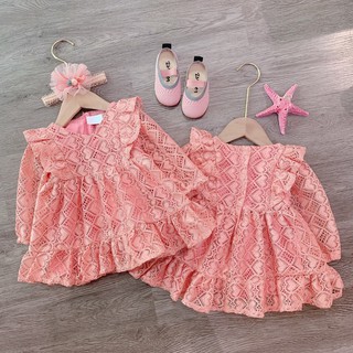 Váy ren hồng cam cho bé gái