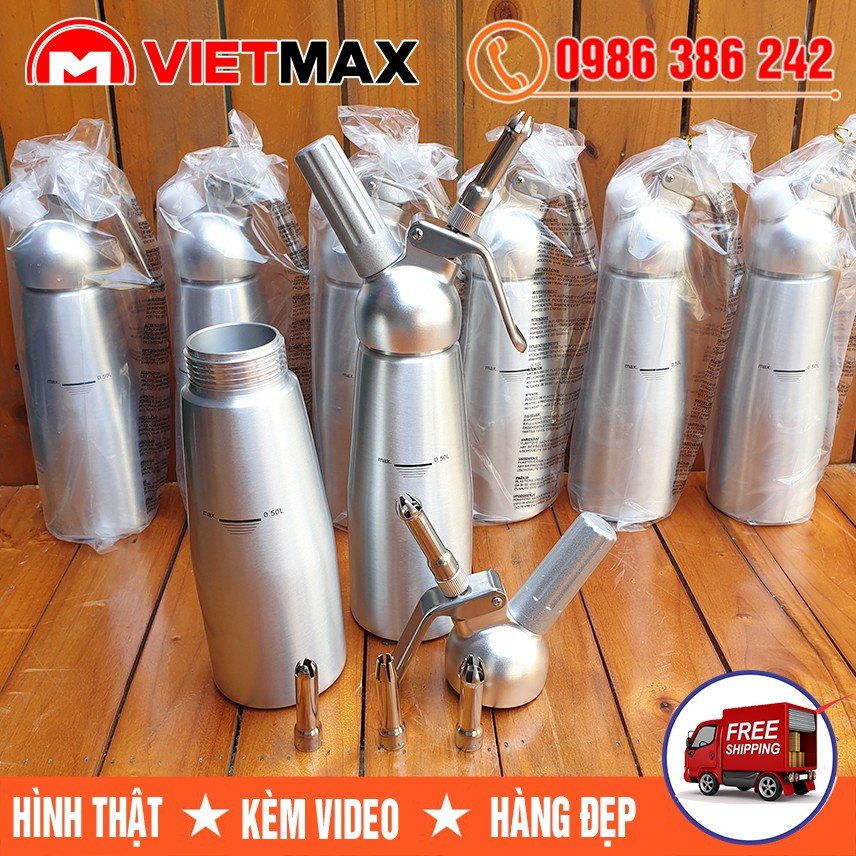 [Video Ảnh Thật] Bình Xịt Kem Tươi Inox Whipper Cream 500ml