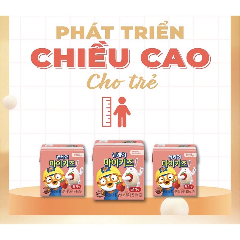 sữa nước Pororo hàn quốc tăng chiều cao và cân nặng vị dâu,socola 150ml date 1/2023