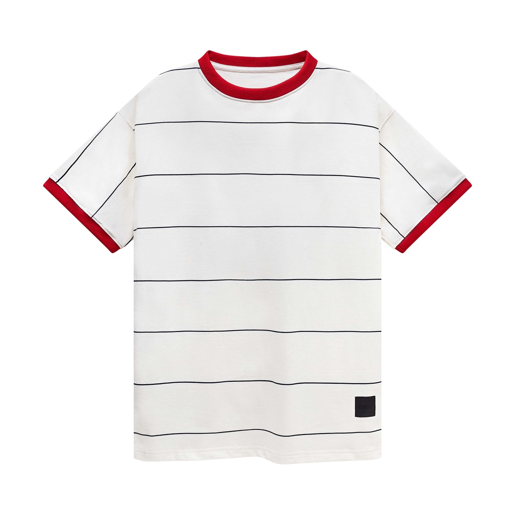 Áo Thun Trắng Hoạ Tiết Sọc Ngang Dáng Basic ROGUEKID