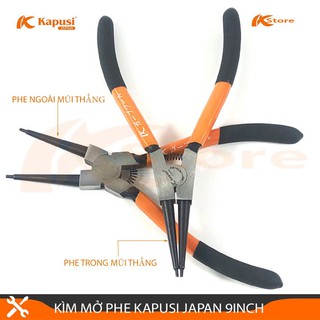 Bộ 2 kìm mở phe mũi thẳng kapusi japan 9inch/225mm - mở phe trong - phe ngoài nhật bản