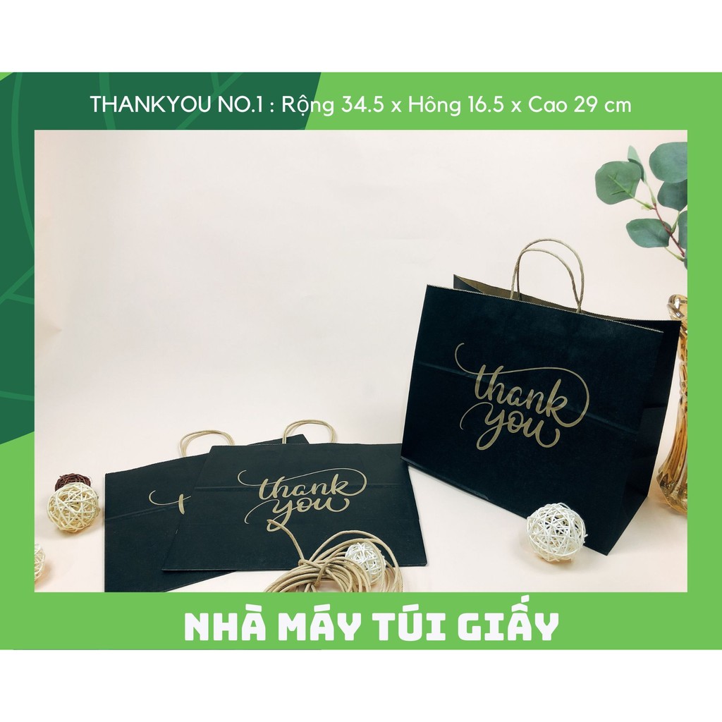 Set 20 túi giấy ThankYou size L in đen có quai (ẢNH THẬT SHOP TỰ CHỤP)