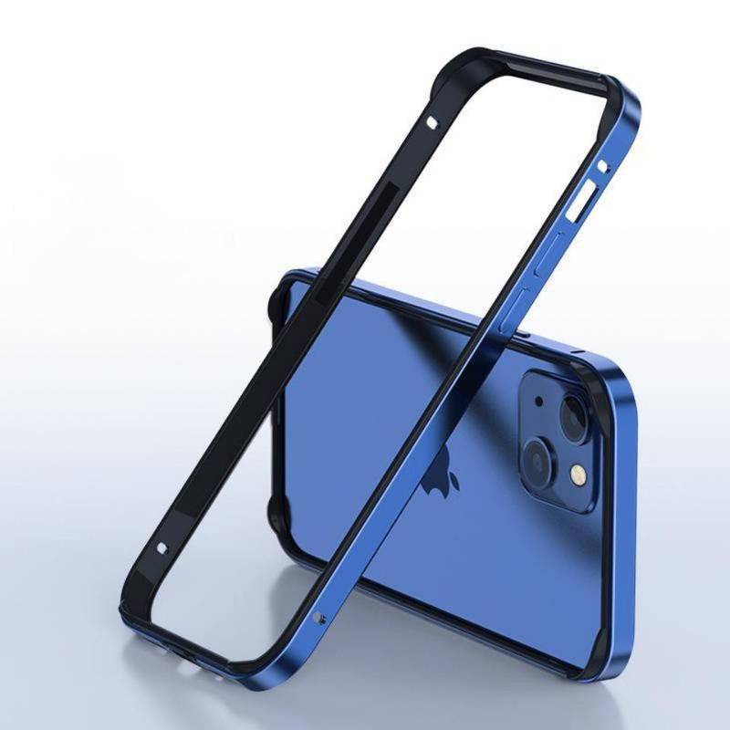 Ốp Điện Thoại Silicon Viền Kim Loại Nhôm Màu Xanh Dương / Đen Sang Trọng Cho iPhone 13 12 Pro Max 13 12