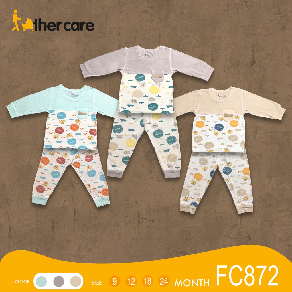 Bộ quần áo FatherCare trẻ em Cài vai DT - Voi (Trơn - HT) FC872