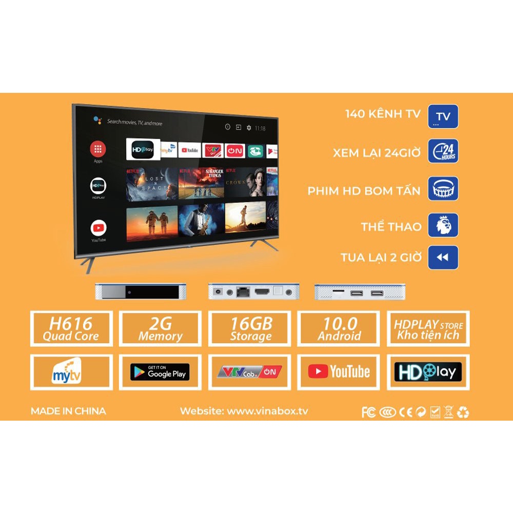 ANDROID BOX MYNET TV 2H – RAM 2G ROM 16G, ANDROID 10.0