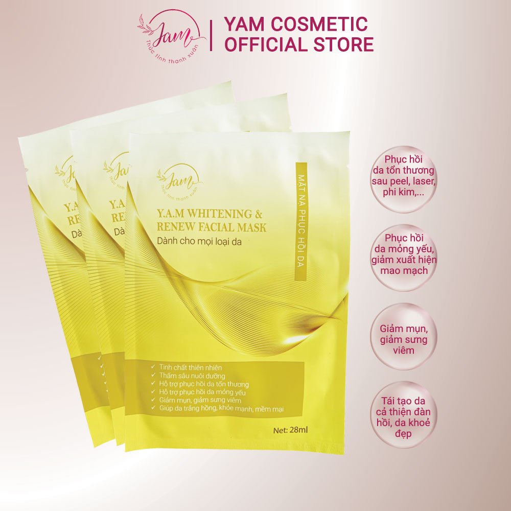 1 Miếng Mặt Nạ Dưỡng Ẩm và Phục Hồi Da Yam Cosmetic Dưỡng Trắng Da Giúp Mờ Nám Giảm Thâm 28ml/mask