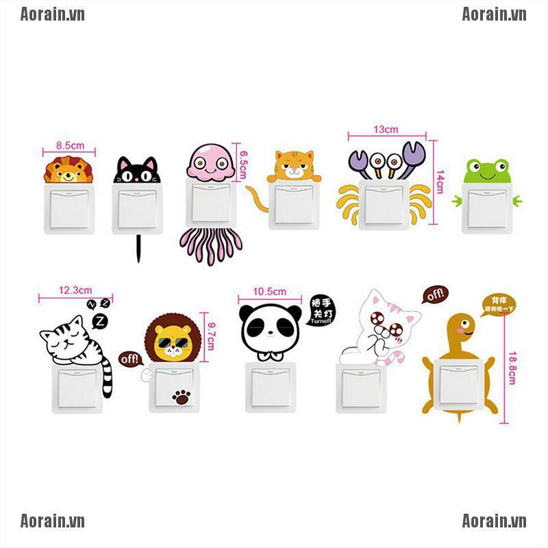 Set 11 Sticker Dán Tường Hình Động Vật Hoạt Hình Xinh Xắn