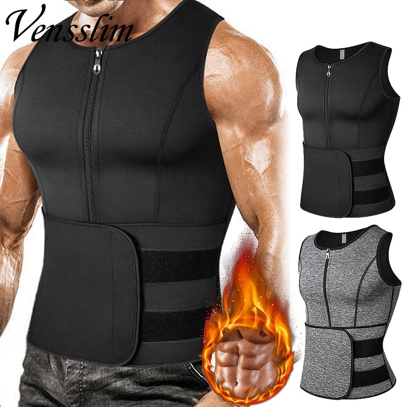 Vensslim Nam Body Shaper Eo Huấn Luyện Áo Giảm Béo Mồ Hôi Nén Tank Tops Fat Burner Tập Luyện Corset