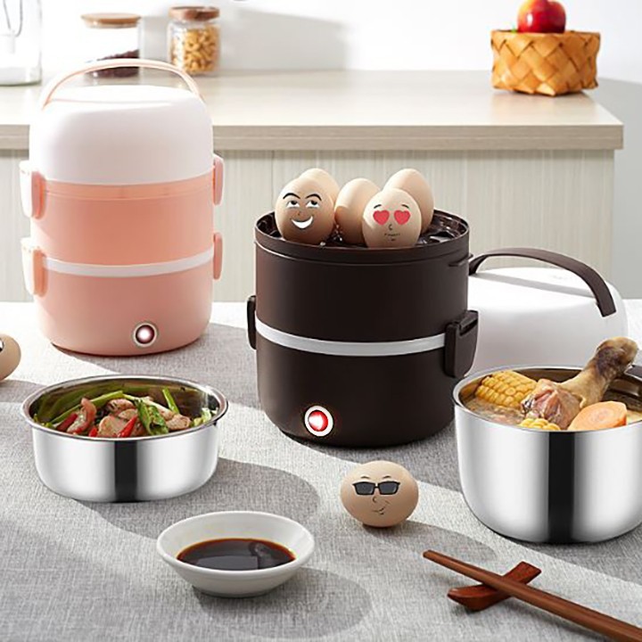 Cạp lồng đựng cơm và thức ăn mang đi làm thiết kế 3 tầng cắm điện siêu tốc chỉ với 10 phút là cơm nóng hổi SALE KHỦNG