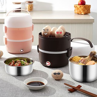 Cạp lồng đựng cơm và thức ăn mang đi làm thiết kế 3 tầng cắm điện siêu tốc chỉ với 10 phút là cơm nóng hổi SALE KHỦNG