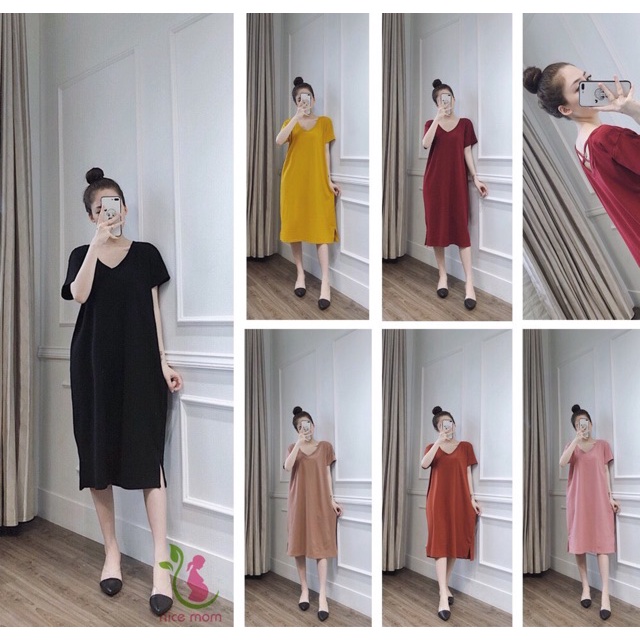Đầm Bầu Cổ Chữ V Duyên Dáng (6 màu)