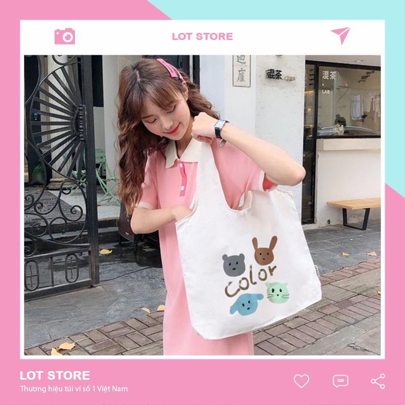 Túi tote vải nữ canvas đeo chéo thời trang LOTSTORE TX753