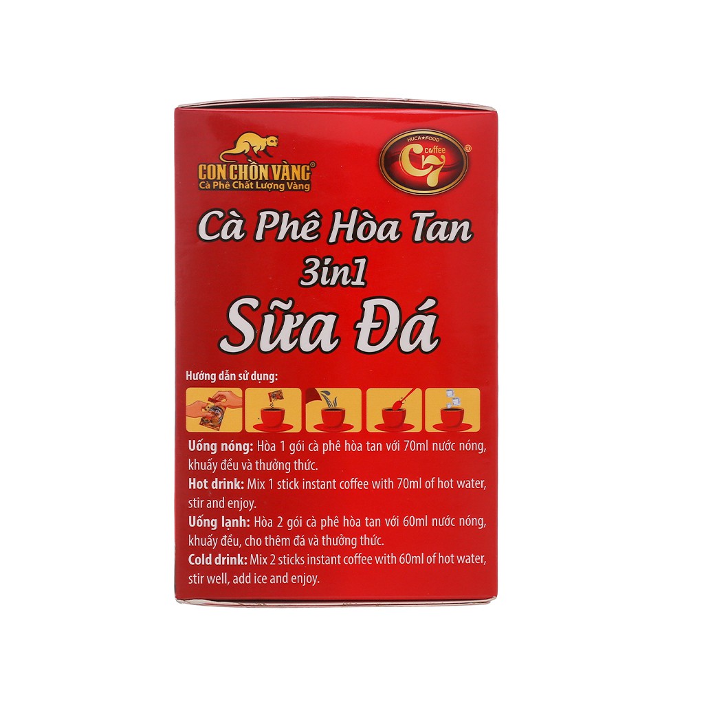 Cà phê hoà tan sữa đá 3in1 Con chồn vàng 250g