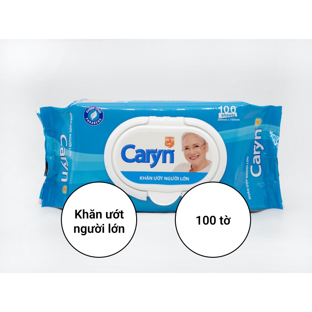 Combo 2 Gói Khăn ướt người lớn Caryn kháng khuẩn ngăn mùi hương tự nhiên gói 100 Miếng / Gói