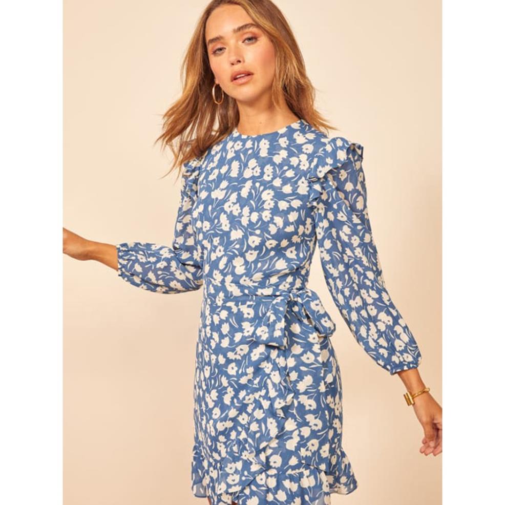 Đầm Zara xanh hoa trắng cực đẹp DH2OMG69N9 Hot