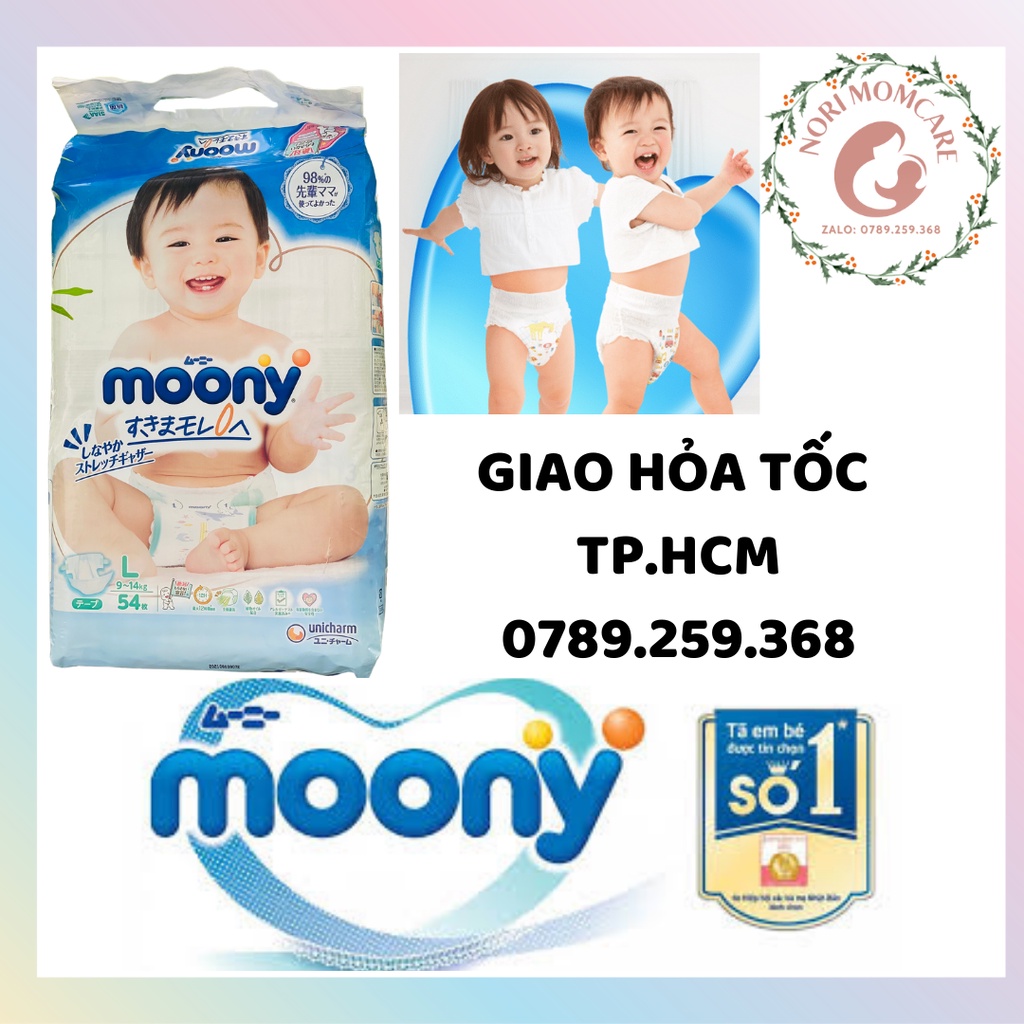 Bỉm/tã Moony xanh dán/quần chính hãng nội địa Nhật đủ size Newborn NB/S/M/L/XL cho bé trai, bé gái