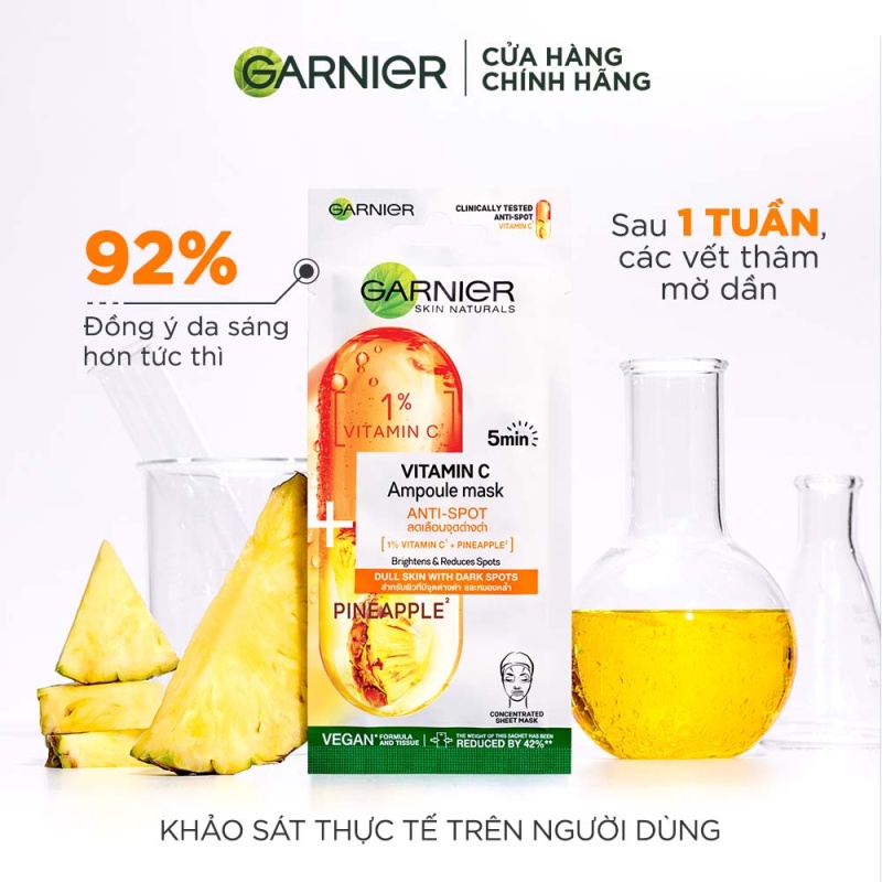 Bộ sản phẩm tinh chất cô đặc chăm da Garnier Serum 30ml x 3 Garnier Masks 15g