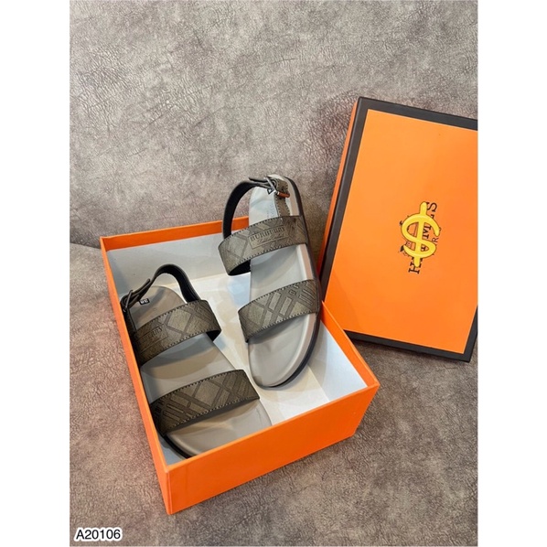 Dép Xăngdal Nam BBR Da In Cao Cấp - Dép Quai Ngang Nam BBR Cao Cấp