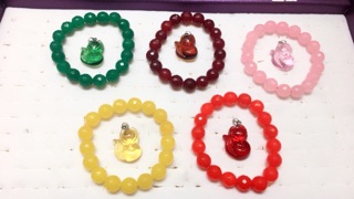 Vòng tay+ dây chuyền mặt hồ ly đá
