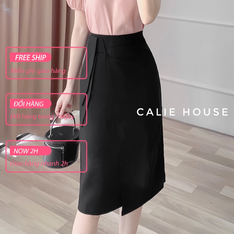 [Mã FAGREAT55 giảm tới 50K đơn 250K] Chân váy vạt 3 ly ngang thời trang công sở Calie House CV8 | BigBuy360 - bigbuy360.vn