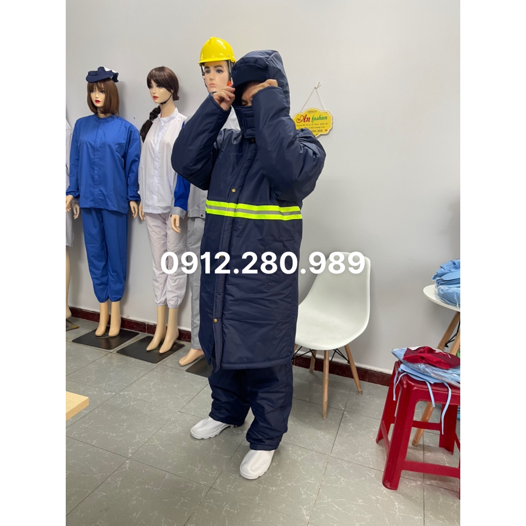 Quần áo bảo hộ kho đông thịt, thủy hải sản âm 25 có phản quang đủ màu.