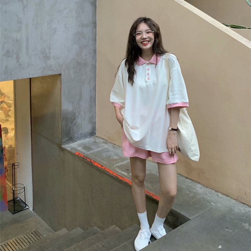 Set Đồ Thể Thao Áo Thun Ngắn Tay + Quần Short Thời Trang Năng Động Cho Nữ