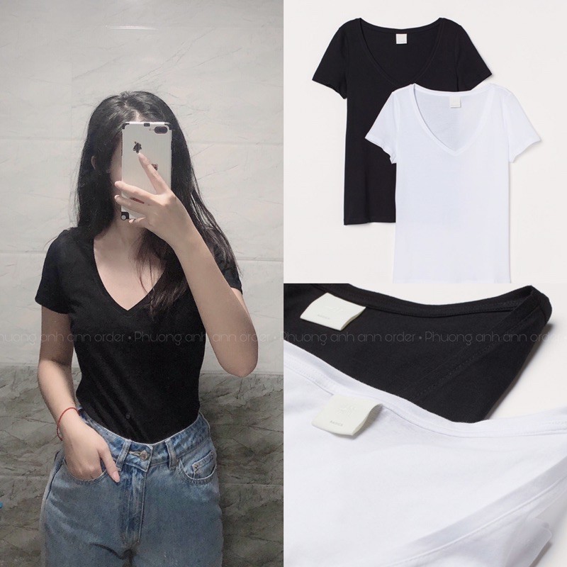 Set 2 áo cổ tim H &amp; M