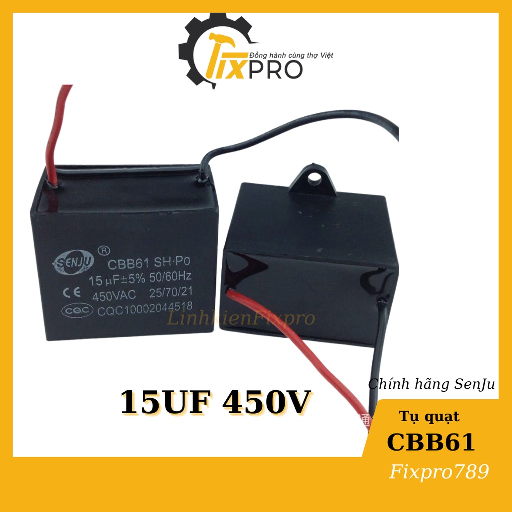 Tụ quạt 12uF-20uF dây chính hãng SENJU, JCCONs CBB61 loại xịn