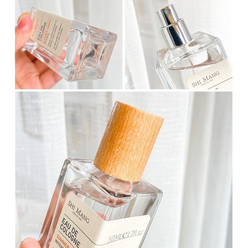 Nước hoa Shi Mang vuông nắp gỗ hương tự nhiên, quyến rũ Eau De Cologne 50ml g20shop | Thế Giới Skin Care