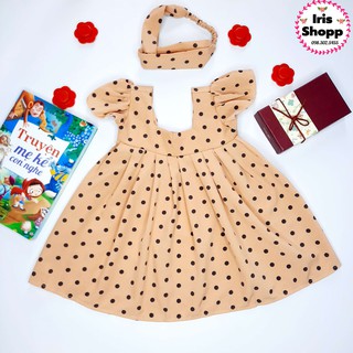 Váy bi nâu tây cotton lụa đầm bé gái size 4 - 30kg Iris Shopp