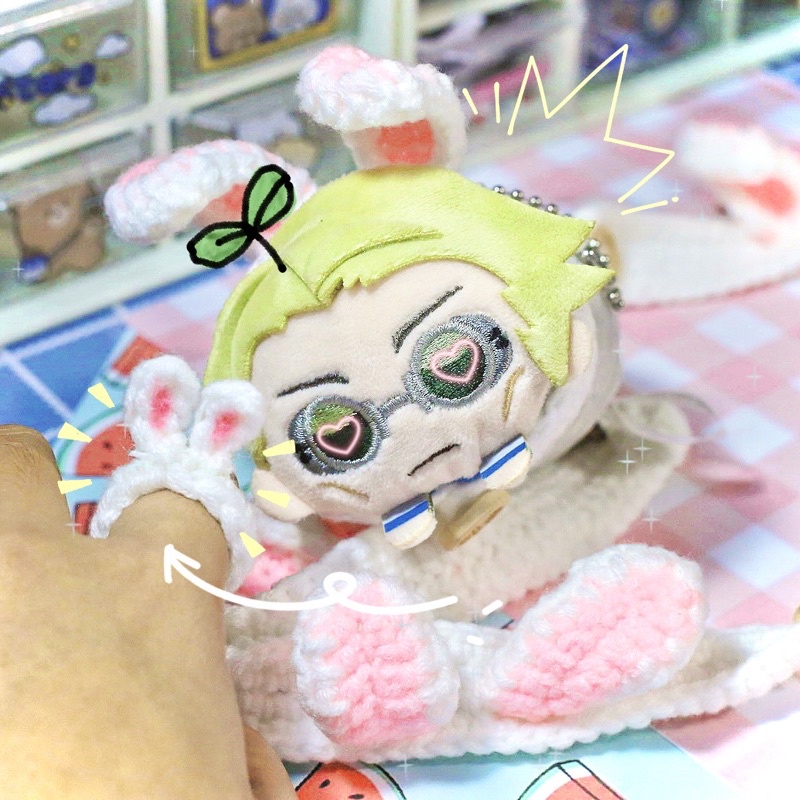 Vòng tay đan len, nhẫn handmade Thỏ - Outfit mochi, noru anime
